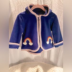 PERFECR CONDITION.12-18 month Hanna Anderson fleece zip coat. Rainbow.